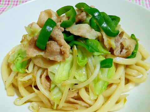 豚肉とピーマンの焼きうどん